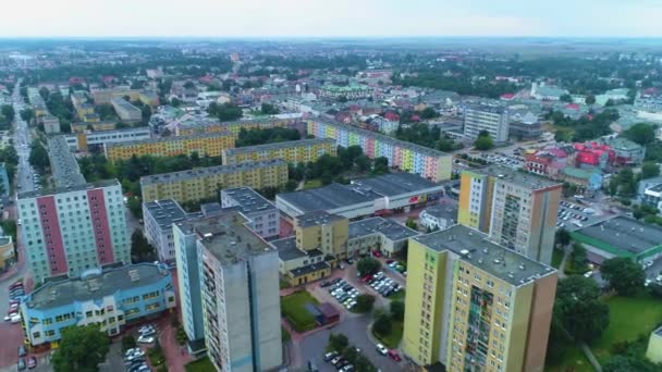 Prachtige Housing Estate Suwalki Bloki Osiedle Aerial View Polen Hoge — Stockvideo