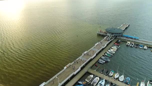 Molo Yacht Harbor Puck Port Aerial View Πολωνία Υψηλής Ποιότητας — Αρχείο Βίντεο
