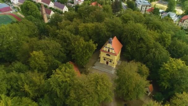 Three Crosses Church Wejherowo Kosciol Trzech Krzyzy Aerial View Poland — Stock video