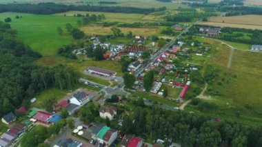 Güzel Peyzaj Lukecin Piekny Krajobraz Hava Görüntüsü Polonya. Yüksek kalite 4k görüntü