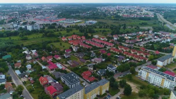Bela Panorama Única Família Casas Bialystok Domki Vista Aérea Polônia — Vídeo de Stock