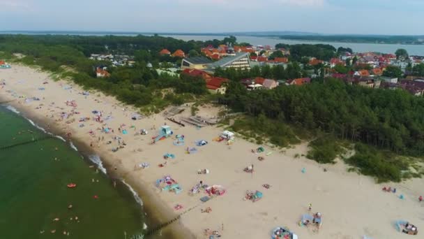 Panorama Plaża Bałtycka Uniescie Mielno Plaza Morze Widok Lotu Ptaka — Wideo stockowe