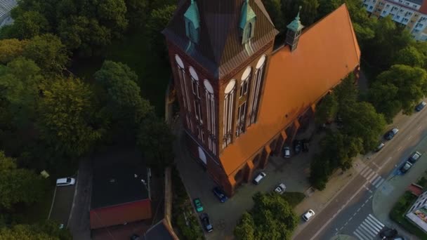 Beautiful Church Stargard Kosciol Swietego Jozefa Aerial View Poland Кадри — стокове відео