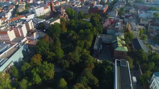 Church Plac Wolnosci Bydgoszcz Kosciol Piotra Pawla Aerial View Poland — Stock Video
