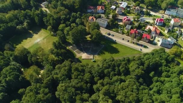 Panorama Amphitheater Central Park Wejherowo Amfiteatr Aerial View Polen Hoge — Stockvideo