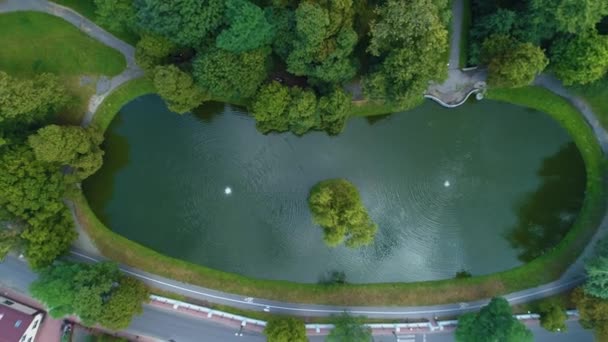 Pond Staw Park Aleksandra Siedlce Aerial View Polsko Vysoce Kvalitní — Stock video
