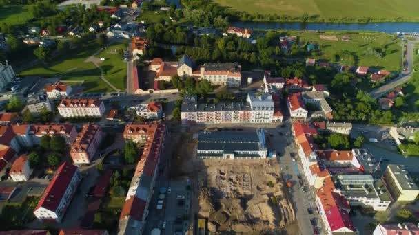 Landschaft Altstadt Narew Fluss Lomza Stare Miasto Luftaufnahme Polen Hochwertiges — Stockvideo
