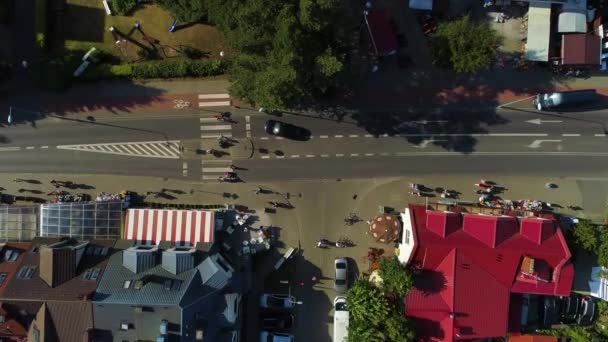 Top Main Street Dzwirzyno Wyzwolenia Vista Aerea Polonia Filmati Alta — Video Stock
