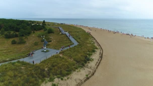 Widok Platformy Beach Hel Plaza Aerial View Poland Wysokiej Jakości — Wideo stockowe