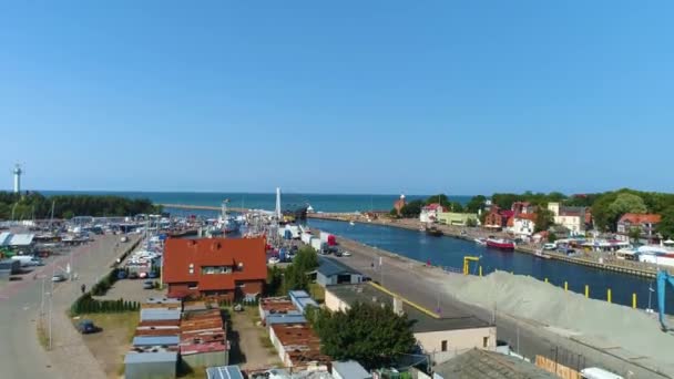 Panorama Port Ustka Widok Powietrza Polska Wysokiej Jakości Materiał — Wideo stockowe