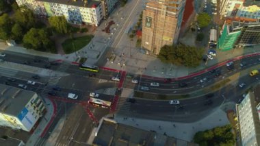 Chrobrego Caddesi Katedrali Gorzow Wielkipolski Katedra Stary Rynek Havacılık Polonya. Yüksek kalite 4k görüntü