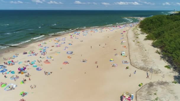 Strand Baltische Zee Rowy Plaza Morze Baltyckie Luchtfoto View Polen — Stockvideo