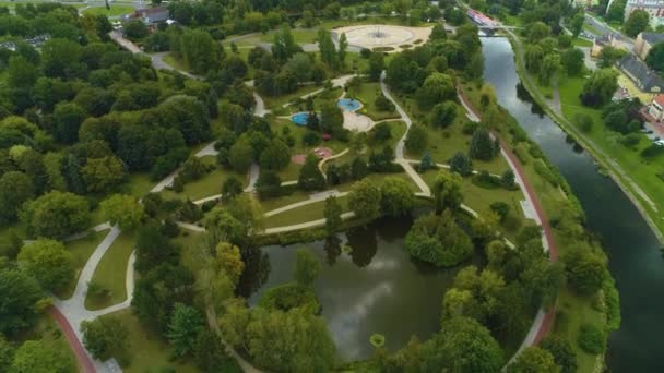 Parque Infantil Ilha Pila Park Wyspie Korona Vista Aérea Polónia — Vídeo de Stock