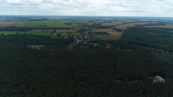 Panorama Forest Beach Lukecin Piekny Krajobraz Aerial View Polen Hoge — Stockvideo
