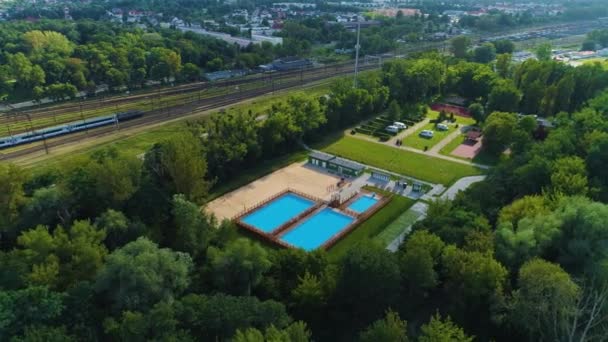 Venkovní Bazén Torun Glowny Basen Aerial View Polsko Vysoce Kvalitní — Stock video