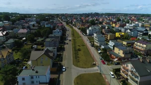 Tájkép Házak Wladyslawowo Krajobraz Domy Lakowa Aerial View Lengyelország Kiváló — Stock videók