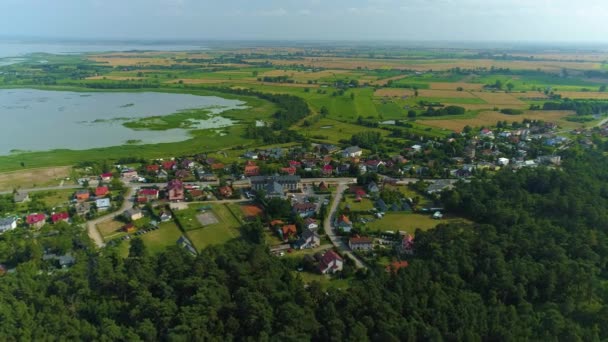 Schöne Landschaft Katy Rybackie Piekny Krajobraz Luftaufnahme Polen Hochwertiges Filmmaterial — Stockvideo