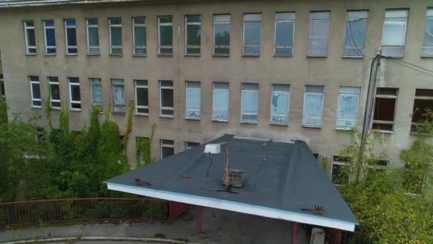 Opuštěná Nemocnice Ostroleka Opuszczony Szpital Aerial View Polsko Vysoce Kvalitní — Stock video