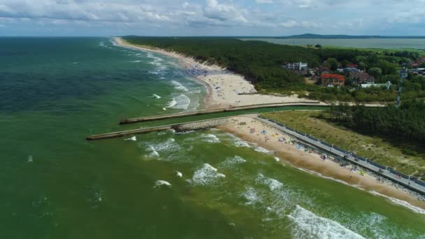Panorama Port Baltic Sea Rowy Morze Baltyckie Vista Aérea Polonia — Vídeos de Stock