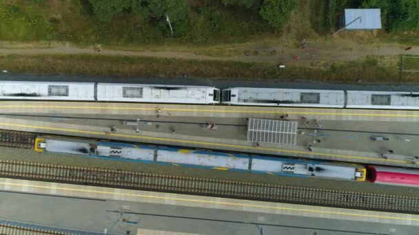Top Train Station Hel Dworzec Kolejowy Aerial View Poland Vysoce — Stock video