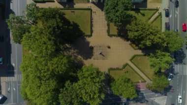 Skwer Kosciuszki Meydanı Siedlce Merkezi Hava Görüntüsü Polonya. Yüksek kalite 4k görüntü