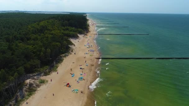 Praia Mar Báltico Wicie Plaza Morze Baltyckie Vista Aérea Polônia — Vídeo de Stock