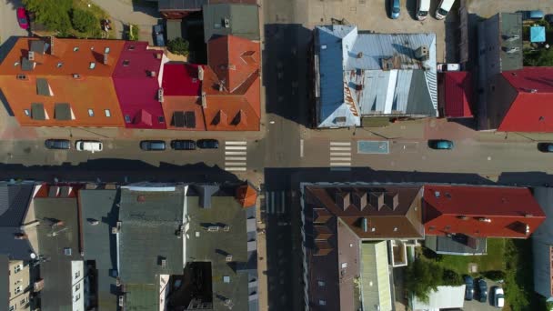 从上往下的旧城公寓Darlowo Stare Miasto Kamienice Aerial View Poland 高质量的4K镜头 — 图库视频影像