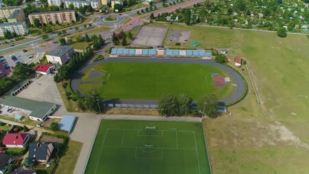 Стадион Стадионе Остролека Видом Польшу Высококачественные Кадры — стоковое видео