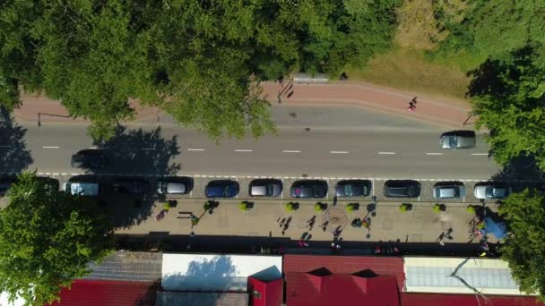 Top Main Street Jastrzebia Gora Piekny Krajobraz Aerial View Polen — Stockvideo