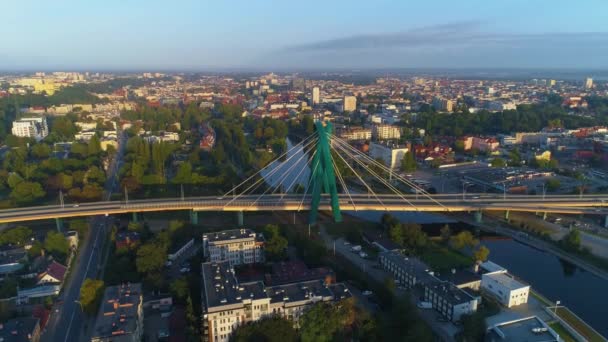 Most Most Most Uniwersytecki Řeka Rzeka Brda Bydgoszcz Aerial View — Stock video