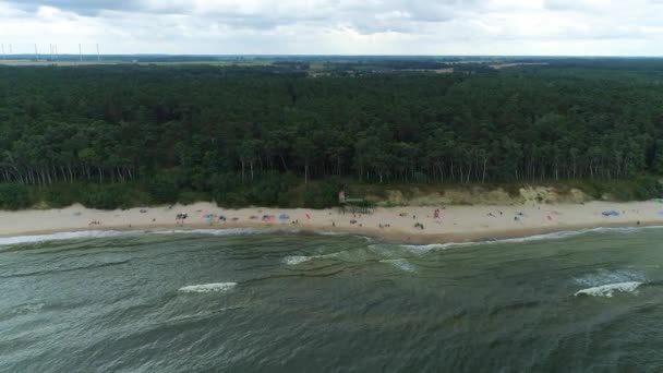 Praia Mar Báltico Lukecin Plaza Morze Baltyckiea Vista Aérea Polónia — Vídeo de Stock