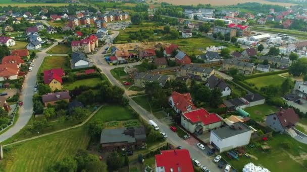 Schöne Landschaft Apartments Puck Bloki Luftbild Polen Hochwertiges Filmmaterial — Stockvideo