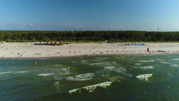 Пляж Балтійського Моря Leba Plaza Morze Baltyckie Aerial View Poland — стокове відео