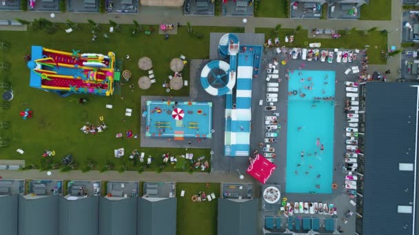 Zwembad Vakantiepark Ustronie Morskie Basen Uitzicht Vanuit Lucht Polen Hoge — Stockvideo