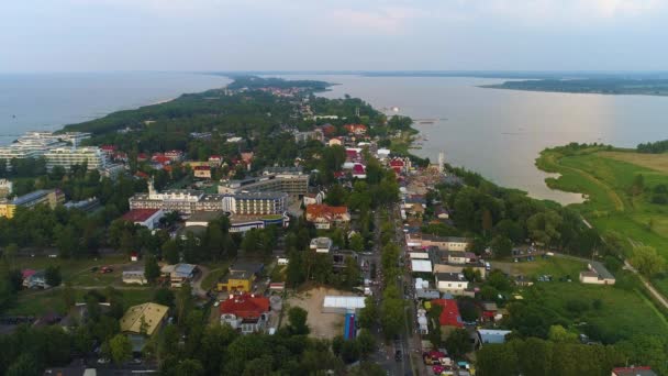 Gyönyörű Táj Mielno Piekny Krajobraz Aerial View Lengyelország Kiváló Minőségű — Stock videók