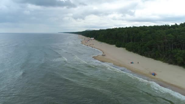 Plaża Morze Bałtyckie Lukecin Plaza Morze Baltyckiea Widok Lotu Ptaka — Wideo stockowe