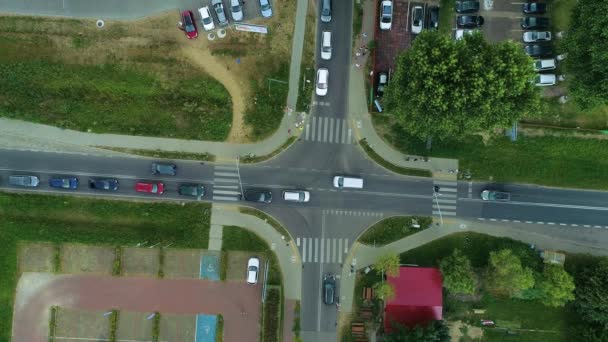 Centrum Crossroad Lukecin Skrzyzowanie Aerial View Poland High Quality Footage — Stock Video