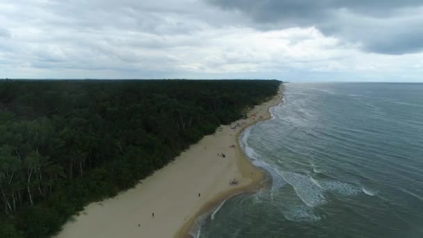 Praia Mar Báltico Lukecin Plaza Morze Baltyckiea Vista Aérea Polónia — Vídeo de Stock