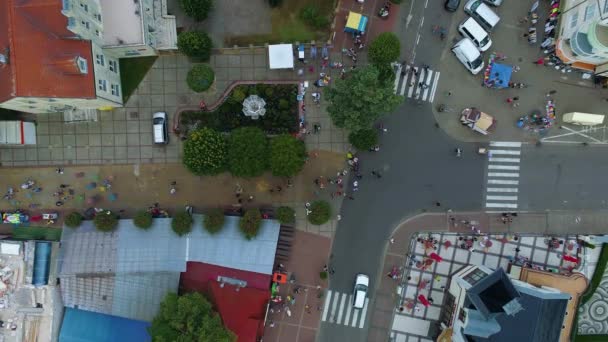 Promenade Pobierowo Deptak Grunwaldzka Aerial View Polen Hoge Kwaliteit Beeldmateriaal — Stockvideo