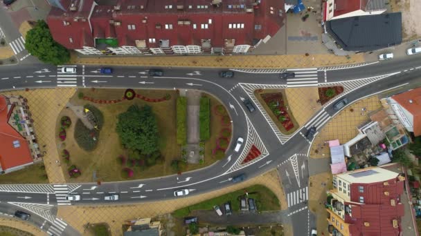 Square Miedzyzdroje Plac Wyszynskiego Aerial View Poland Vysoce Kvalitní Záběry — Stock video