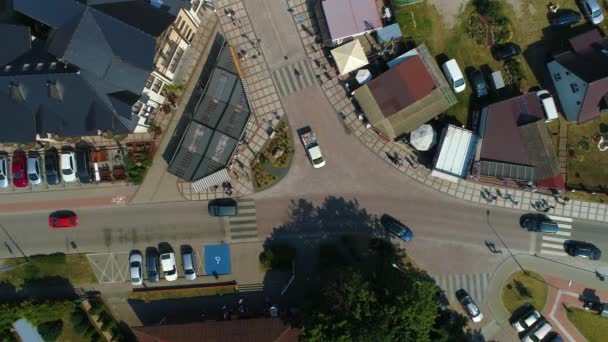 Воздушный Вид Сверху Вниз Центру Города Ярослав Надморска Польша Высококачественные — стоковое видео
