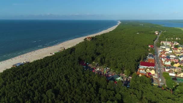 Gyönyörű Táj Leba Piekny Krajobraz Aerial View Lengyelország Kiváló Minőségű — Stock videók