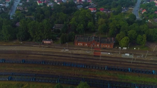 Järnvägsstationen Suwalki Stacja Kolejowa Flygfoto Polen Högkvalitativ Film — Stockvideo