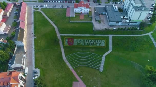 Proef Lomza Zasmakuj Lomzy Inscription Aerial View Polen Hoge Kwaliteit — Stockvideo
