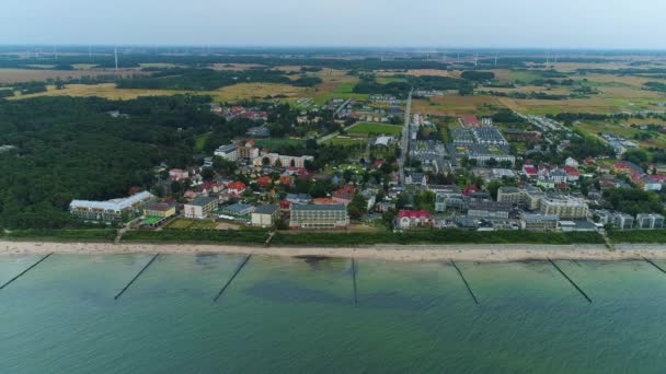 Panoráma Strand Balti Tenger Ustronie Morskie Plaza Morze Baltycki Aerial — Stock videók