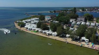 Molo Sörf Kampı Jastarnia Hava Görüntüsü Polonya. Yüksek kalite 4k görüntü