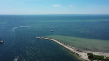 Port Jastarnia Krajobraz Hava Görüntüsü Polonya. Yüksek kalite 4k görüntü