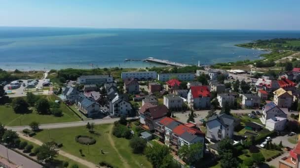 Pier Promenade Jastarnia Deptak Molo Vista Aérea Polônia Imagens Alta — Vídeo de Stock