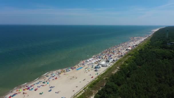 Beach Baltic Sea Jastarnia Plaza Morze Baltyckie Aerial View Poland — Stock Video