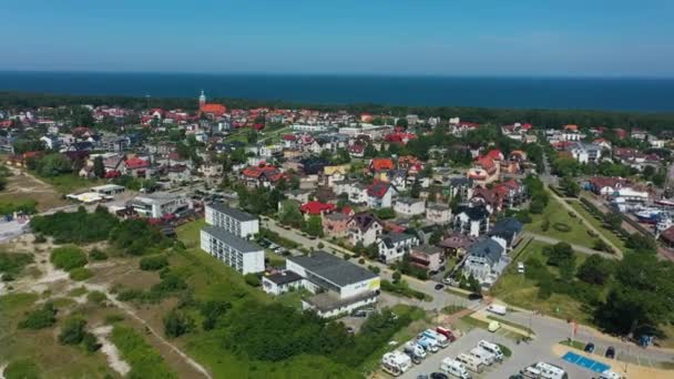 Gyönyörű Táj Jastarnia Krajobraz Aerial View Lengyelország Kiváló Minőségű Felvételek — Stock videók